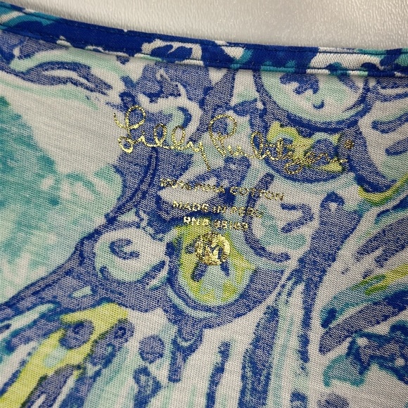Lilly Pulitzer Erin Dress Pima cotton V Neck Blue pattern size medium. - Picture 4 of 6